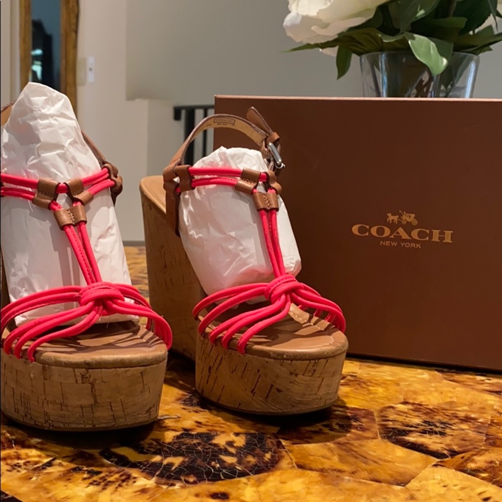 Coach Pink Wedges Size 8